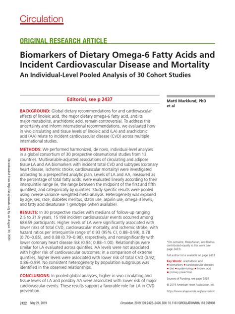 omega 6 fatty acid against heart disease|Biomarkers of Dietary Omega.